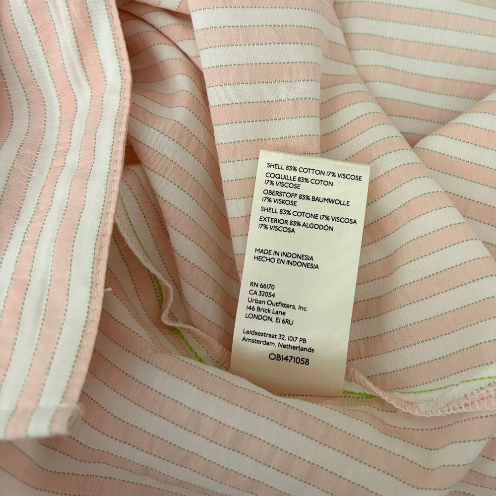 By ANTHROPOLOGIE Longline Button Down Pink White Stripe Shirt Buttondown Large - Picture 14 of 16